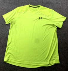 Under Armour Shirt Mens Large Yellow Neon Workout Gym Running *
