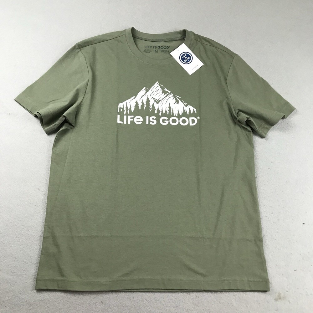 Life Is Good Shirt Men Medium Green Short Sleeves Mountainside Tee NWT