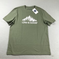 Life Is Good Shirt Men Medium Green Short Sleeves Mountainside Tee NWT