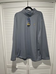 NEW Jack Nicklaus Men 2XL Navy Stripe 1/4 Zip Pullover Stretch Bear Logo $75