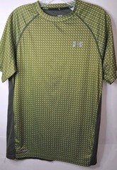 Under Armour Heat Gear Athletic Sports Sht Sleeve T Shirt Green/yellow & Gray M