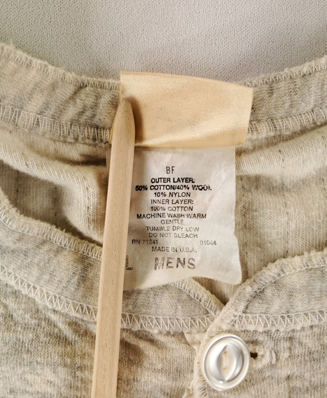 LL Bean River Driver's Shirt Cotton Wool Nylon Blend Henley Shirt Cream Mens L gallery