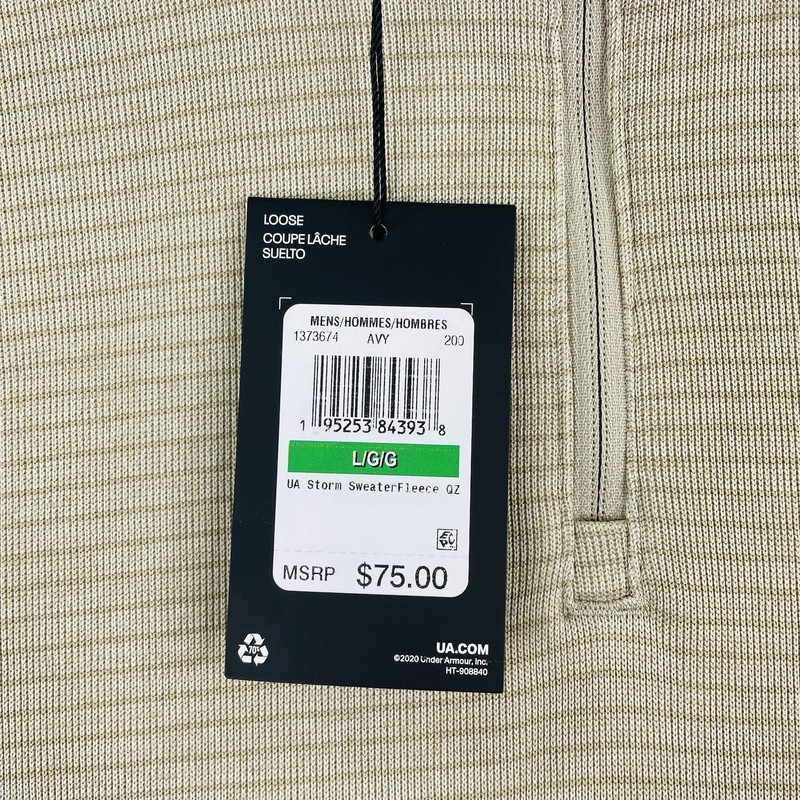 Under Armour Golf Storm 1/4 Zip Sweater Men Lg Tan Stripe Fleece 1373674-200 New gallery
