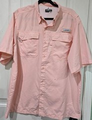 Habit Shirt Mens LARGE Pink/Peach Solar-Factor UPF 40 Performance Fishing/FLAW