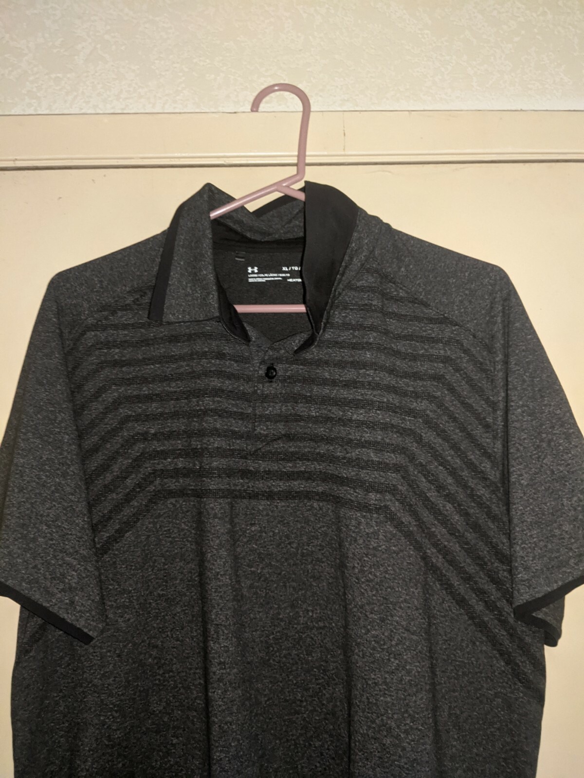UNDER ARMOUR UA MICROTHREAD CROSS HATCH POLO GREY Sz Mens XL GOLF SHORT SLEEVE gallery