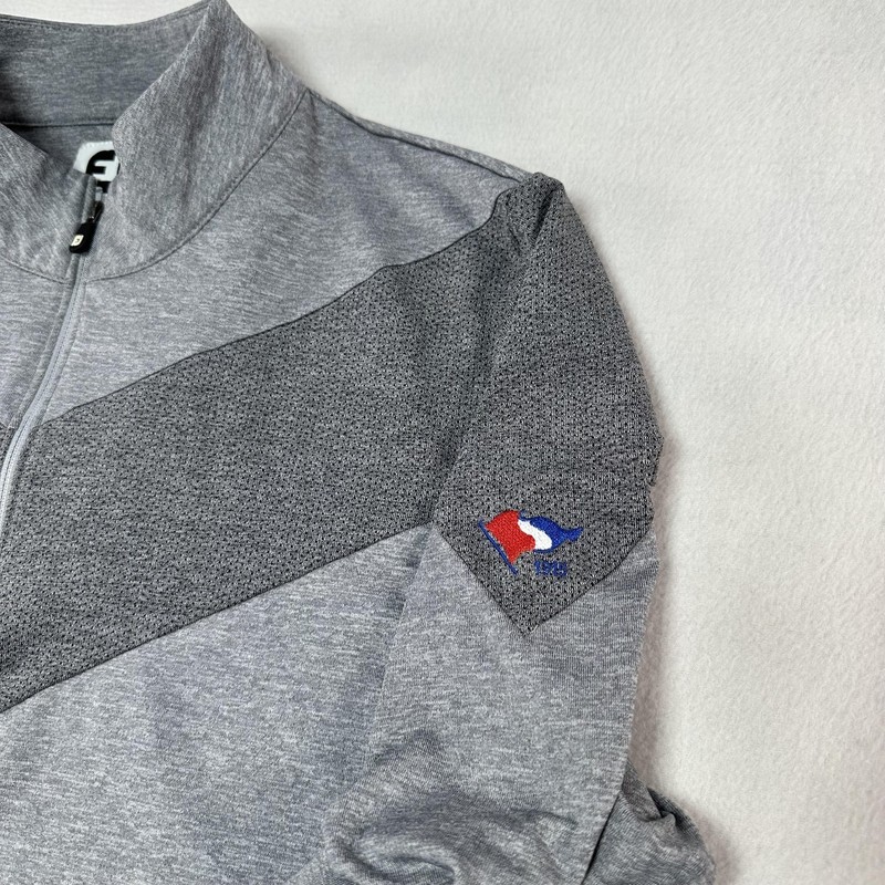 FootJoy Pullover Mens XL Gray Quarter Zip Stretch Performance Golf Chevron Logo gallery