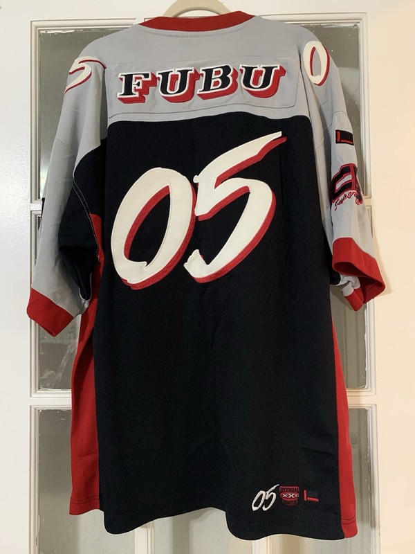 Vintage FUBU Jersey Mens 2X Sports 05 Champions Streetwear Patch Red Blue 90s gallery