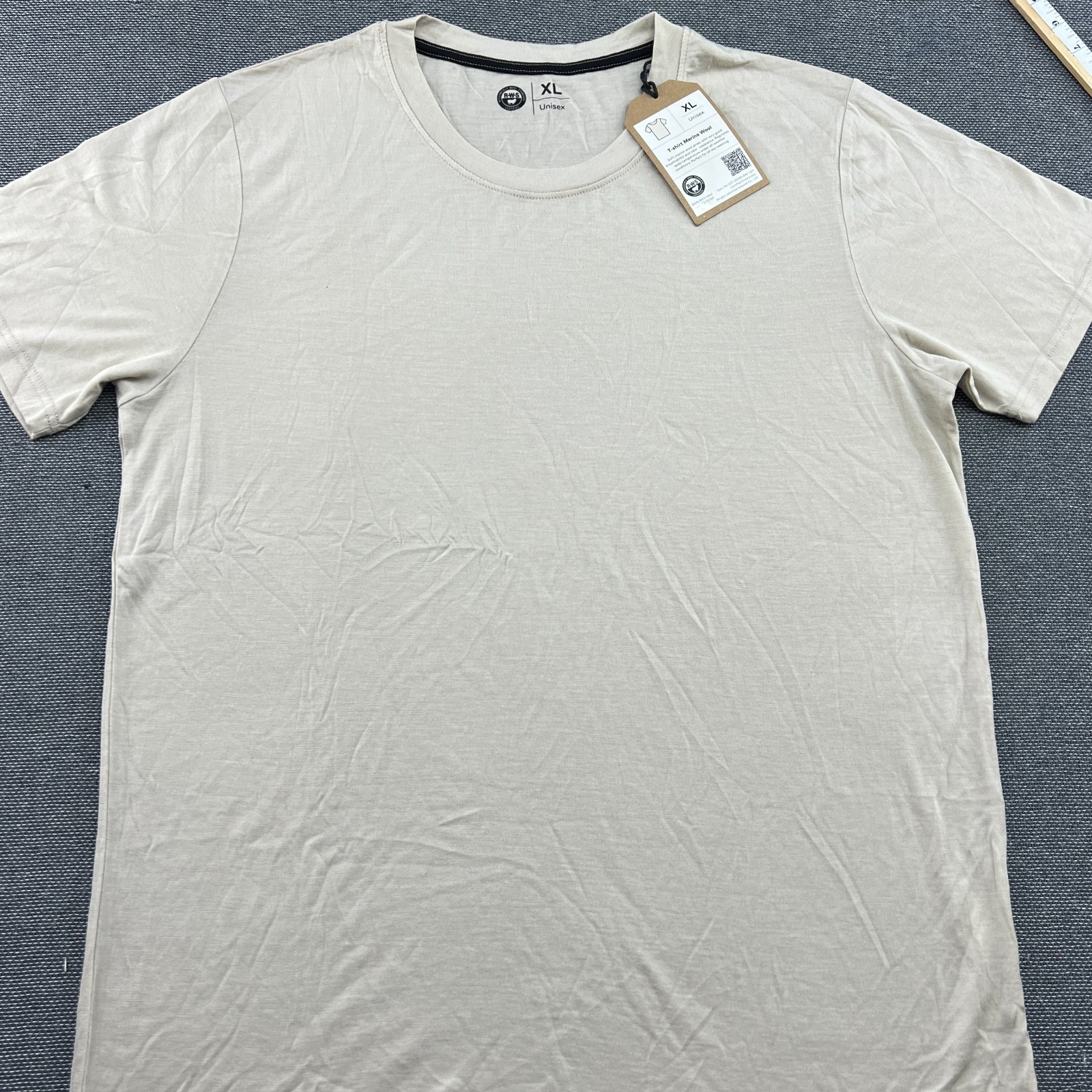 BNWT RWS 100% Merino Wool Mens Beige T-Shirt Tee Breathable Soft gallery