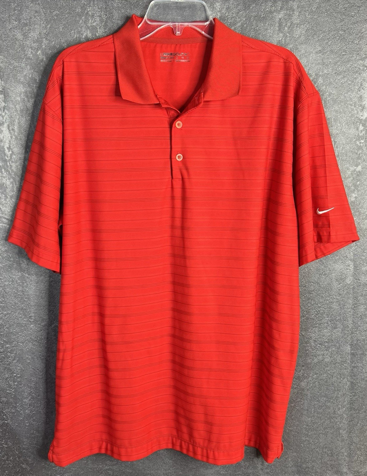 Mens Nike Golf Shirt Fit Dry Red Striped Polo Short Sleeve Size XL gallery