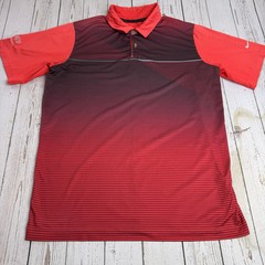 Nike DriFit Tiger Woods Collection Golf Polo Shirt Mens Medium Striped Red