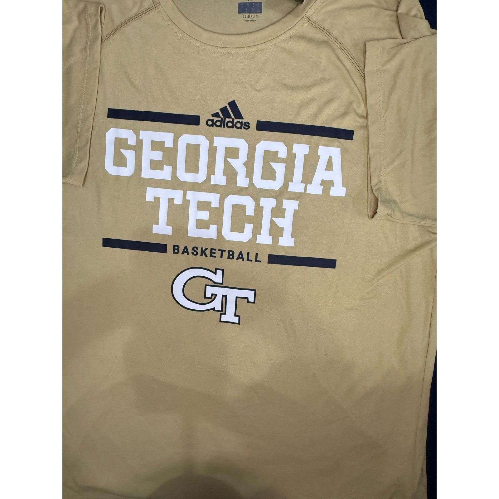 Adidas Georgia Tech Yellow Jackets Basketball Shirt Mens Large Gold Climalite gallery