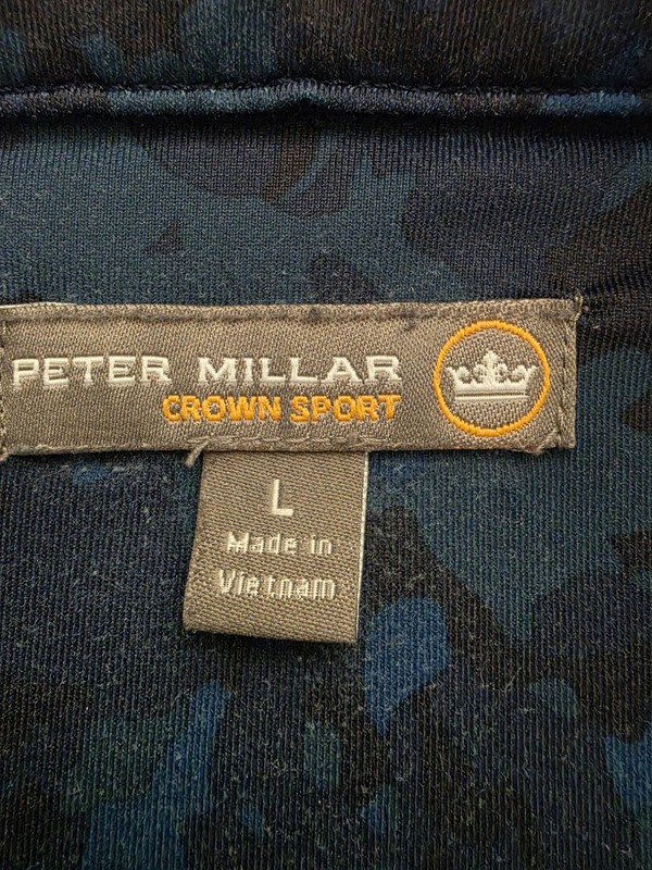 Peter Millar Crown Sport 1/4 Zip Pullover Men L Navy Blue Camo gallery