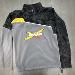 BRP Ski-Doo REV-XP Fleece Pullover 1/4 Zip Mock Neck Gray/Black/Yellow 14-16