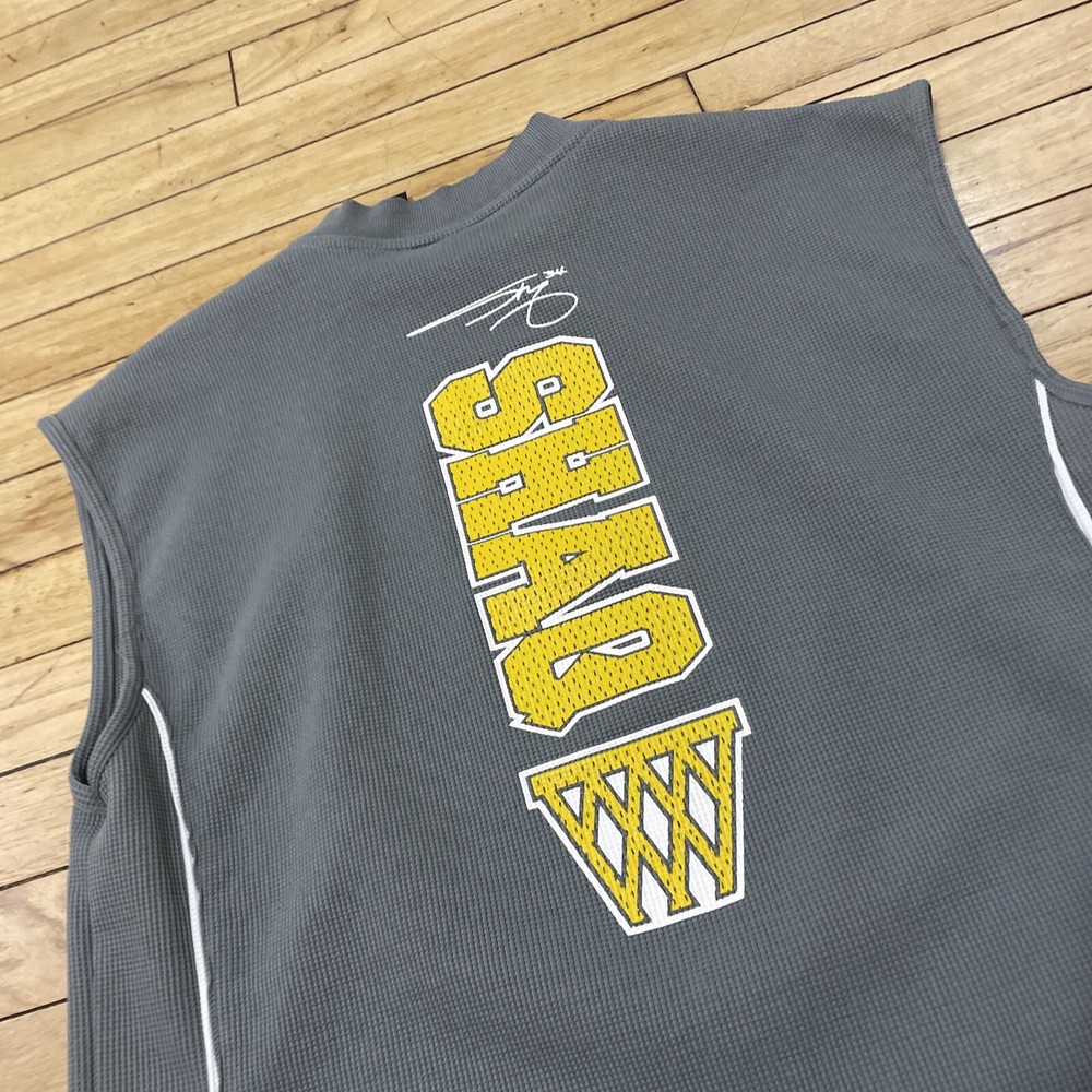 SHAQ Y2k Jersey Tank Top Men M MVP # 34 NBA Basketball Waffle Knit Pique Gray M
