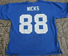 Giant’s #88 Nicks Men’s Blue and White Gildan T Shirt NFL Football XL
