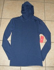 NEW Mens Sz Small Navy Long Sleeve Hooded Moisture Wicking Athletic Shirt BCG