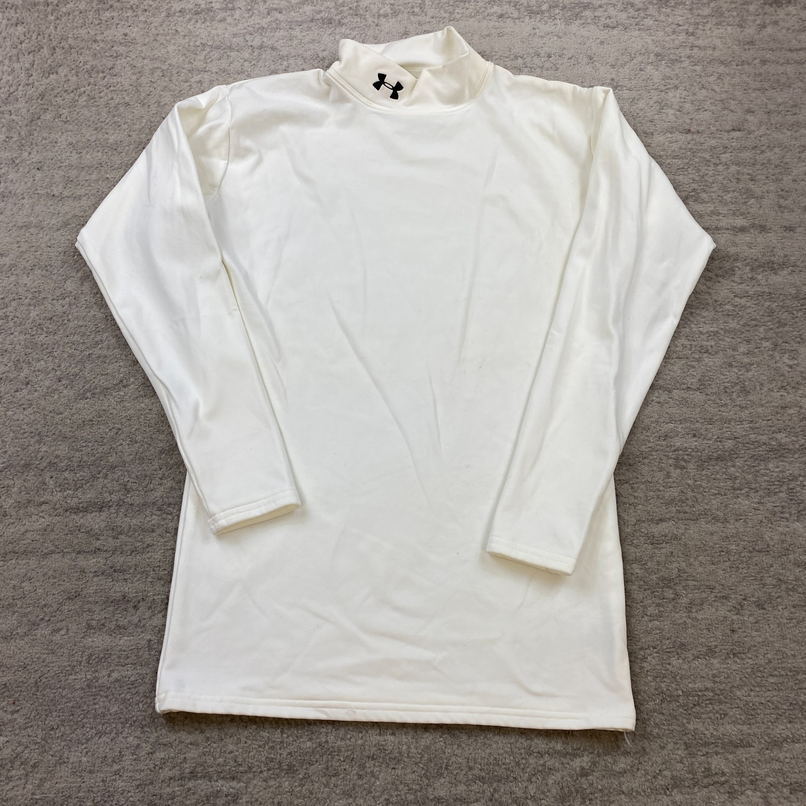Under Armour ColdGear Fitted Mock Neck Shirt Large White Performance Gym Mens gallery
