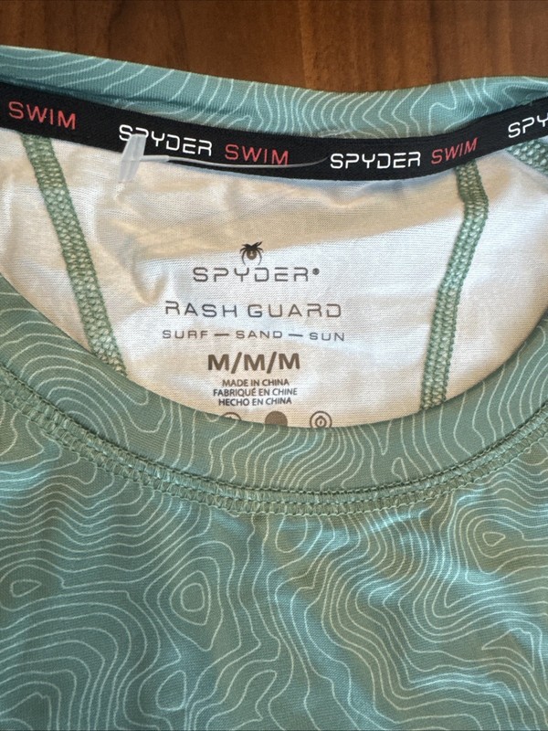 Spyder Shirt Mens SZ M Green Swim Rash Guard Shirt UPF 30 Surf Hiking gallery