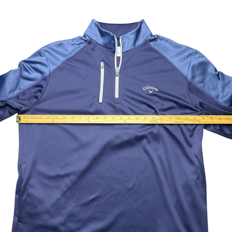Callaway Pullover Mens Large Navy Blue Quarter Zip Mock Neck Golf Fleece Lined gallery