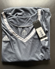 adidas Men’s Jersey Tank 2XL Gray/White Mesh Polyester V-Neck Athletic 7396A