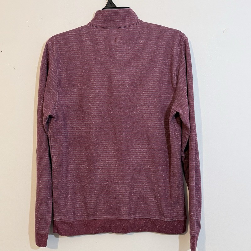 johnnie-O Men’s L Quarter Zip Pullover Burgundy Gray Stripe Golf gallery
