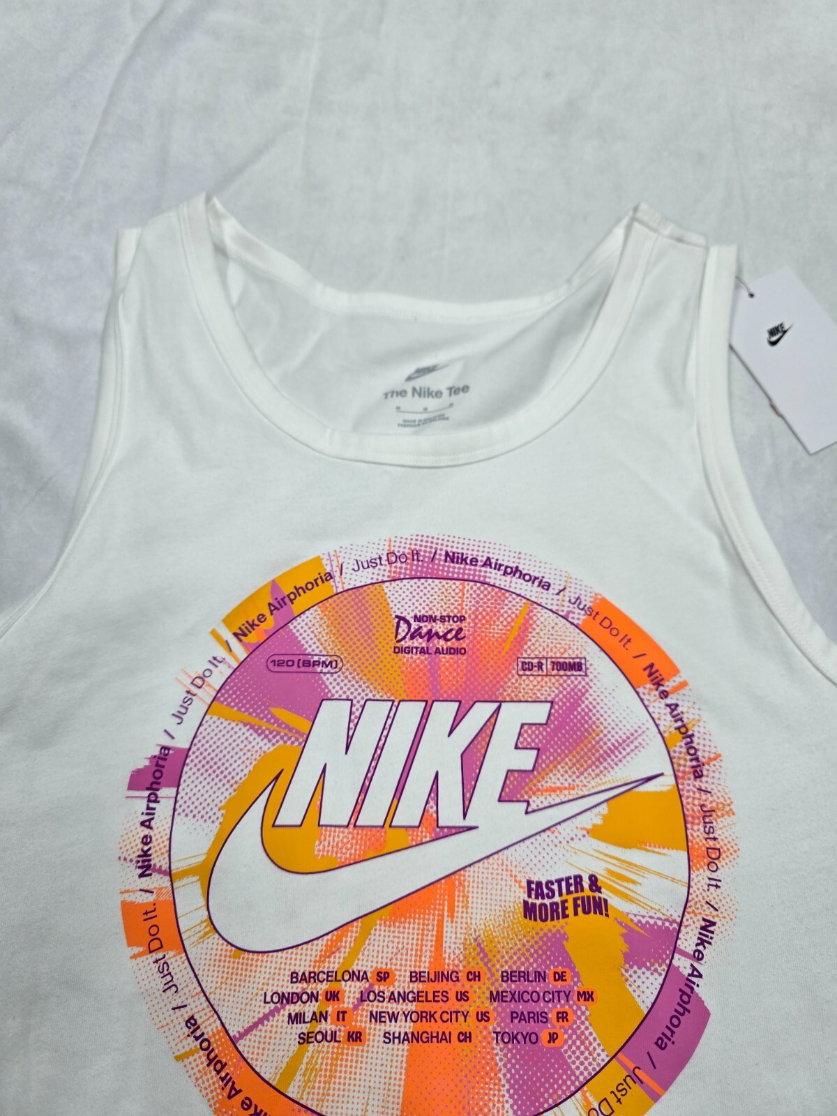 Nike Mens Sportswear Air-Phoria Tank Top White Pink Orange FV3726-100 Size S New gallery
