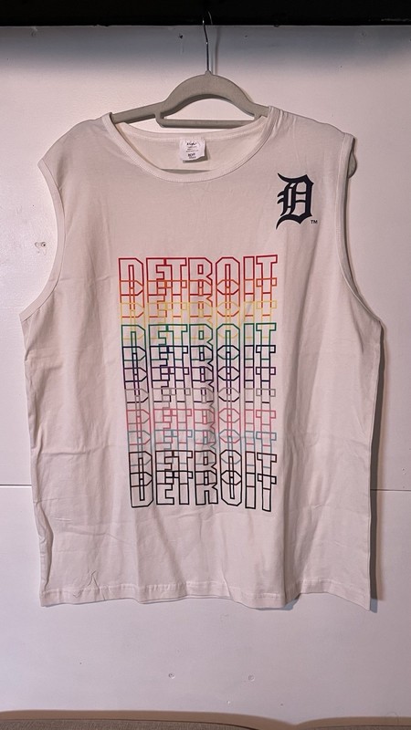 BDA SPORTS Detroit Tigers Men's XL Sleeveless Tank White 100% Cotton Graphic gallery