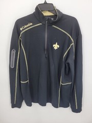Columbia Golf Pullover Mens Large Black Tan Saints Logo Quarter Zip Activewear