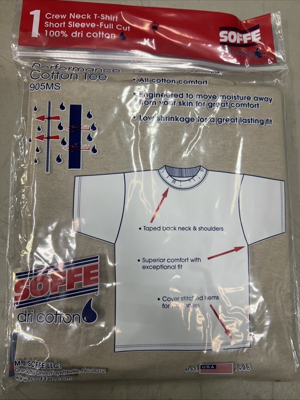 GI Soffe Dri Performance Short Crew T Shirt SAND Cotton MEDIUM 2pack gallery