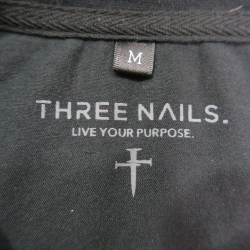 Three Nails Shirt Mens Medium Black Long Sleeve Christian Cross Logo Tee Stretch gallery