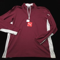 Puma 1/4 Zip Pullover Sweater M Purple Burgundy White Golf Performance Stretch