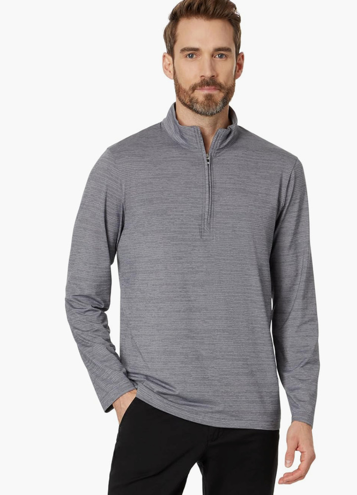 Travis Mathew Mens Heater Long Sleeve 1/4 Zip Shirt Gray Sleet Sha Golf NEW NWT!