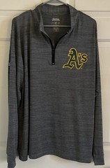 Stitches Men’s XL Quarter Zip Grey “A’s” Long Sleeve Polyester Shirt
