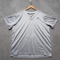 Nike Team Baseball Practice One Button Henley Mens XXL Gray BQ5399 Swoosh Logo