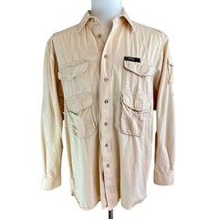 Vintage ORVIS Khaki Tan Fishing Shirt Mens XL Shooting Hunting Safari Pockets