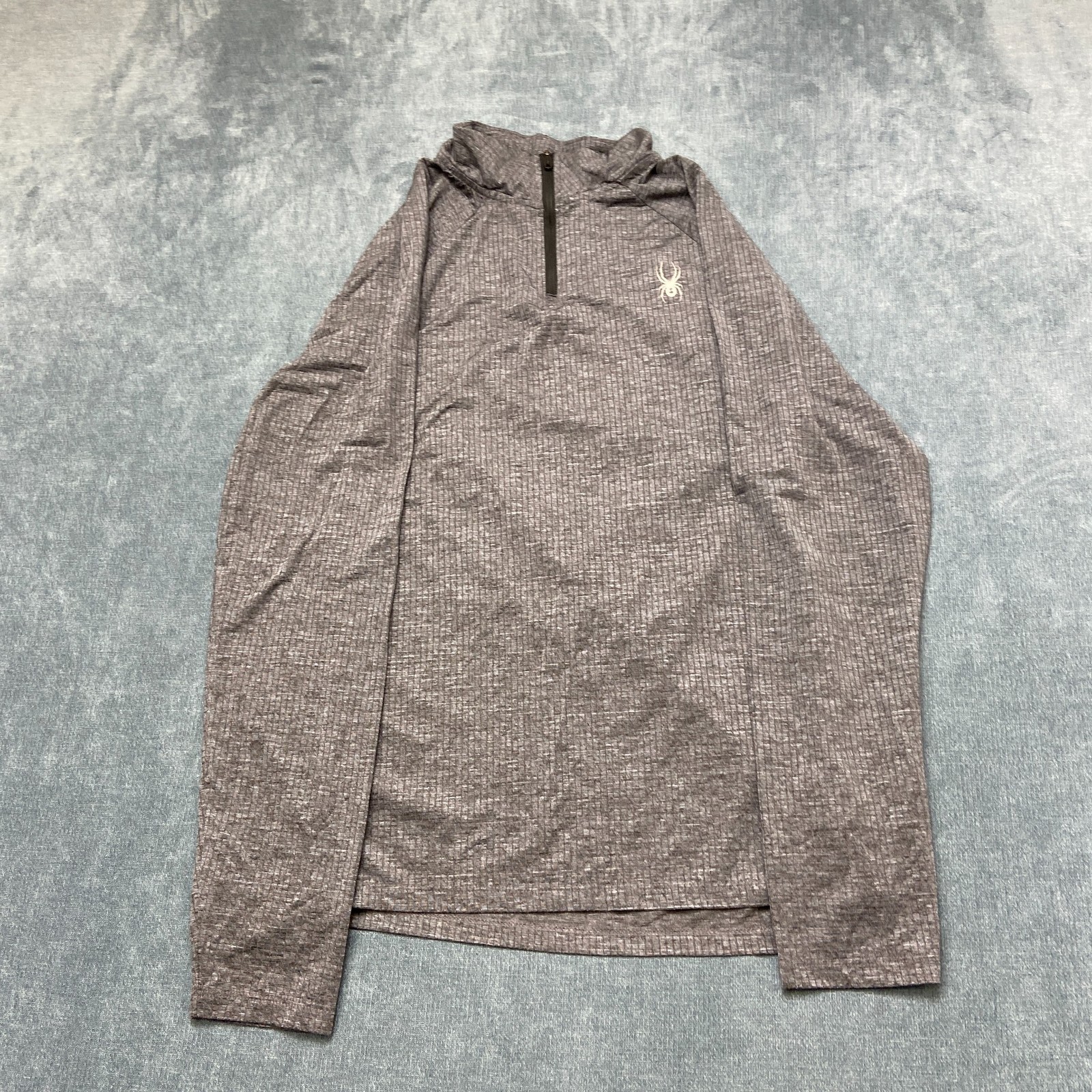 Spyder Active Pro Web Shirt Mens Medium Heather Gray Raglan Sleeve Quarter Zip gallery