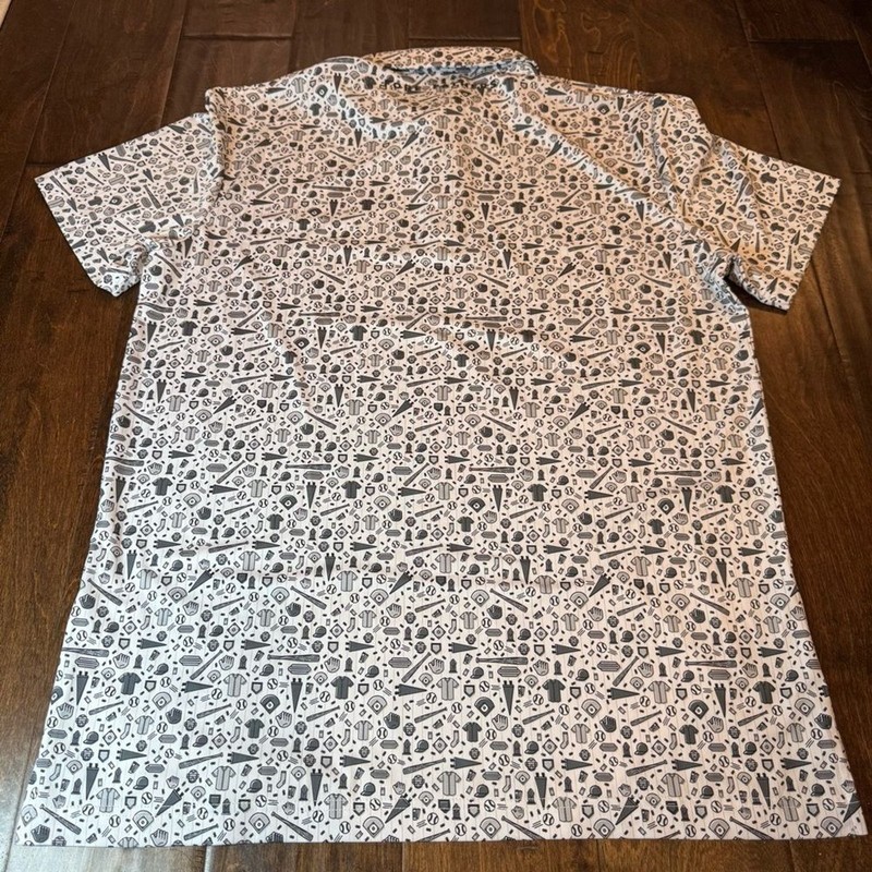 Fore Fathers Batter Up Baseball Polo AOP size Medium Golf Athleisure Activewear gallery