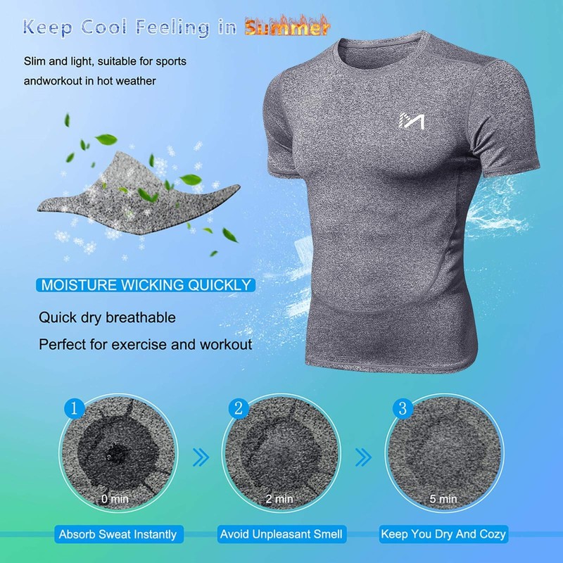 Men's functional sports shirt short sleeve sports top running shirt & gym sports pants fitness gallery