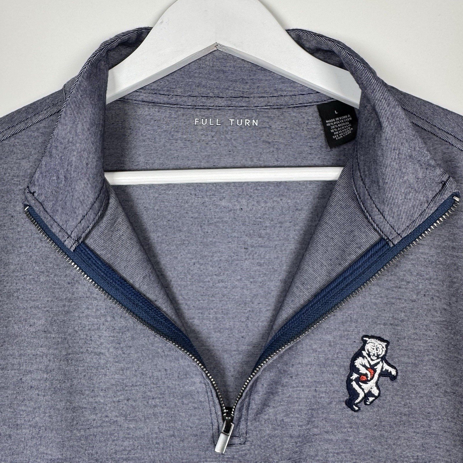 FULL TURN Quarter Zip 1/4 Pullover - Chicago Bears - Blue Striped - Men's Large gallery