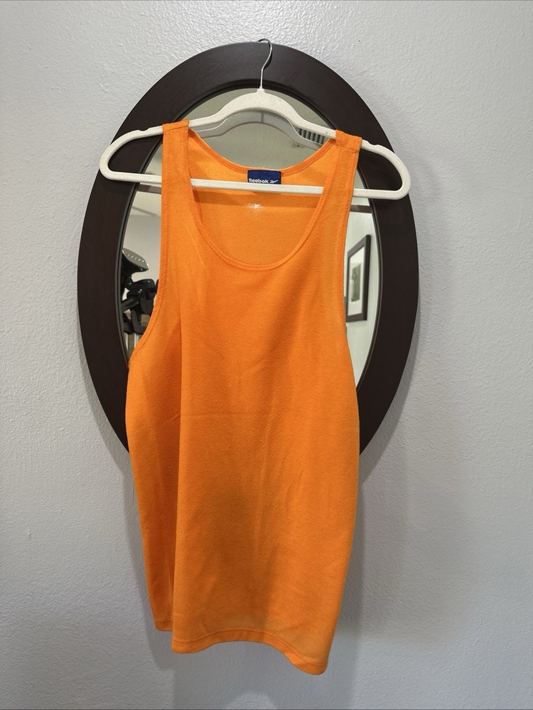 Vintage Reebok Mens 80’s Muscle Tank Top XL Orange Gym Workout Twink Pride Rave