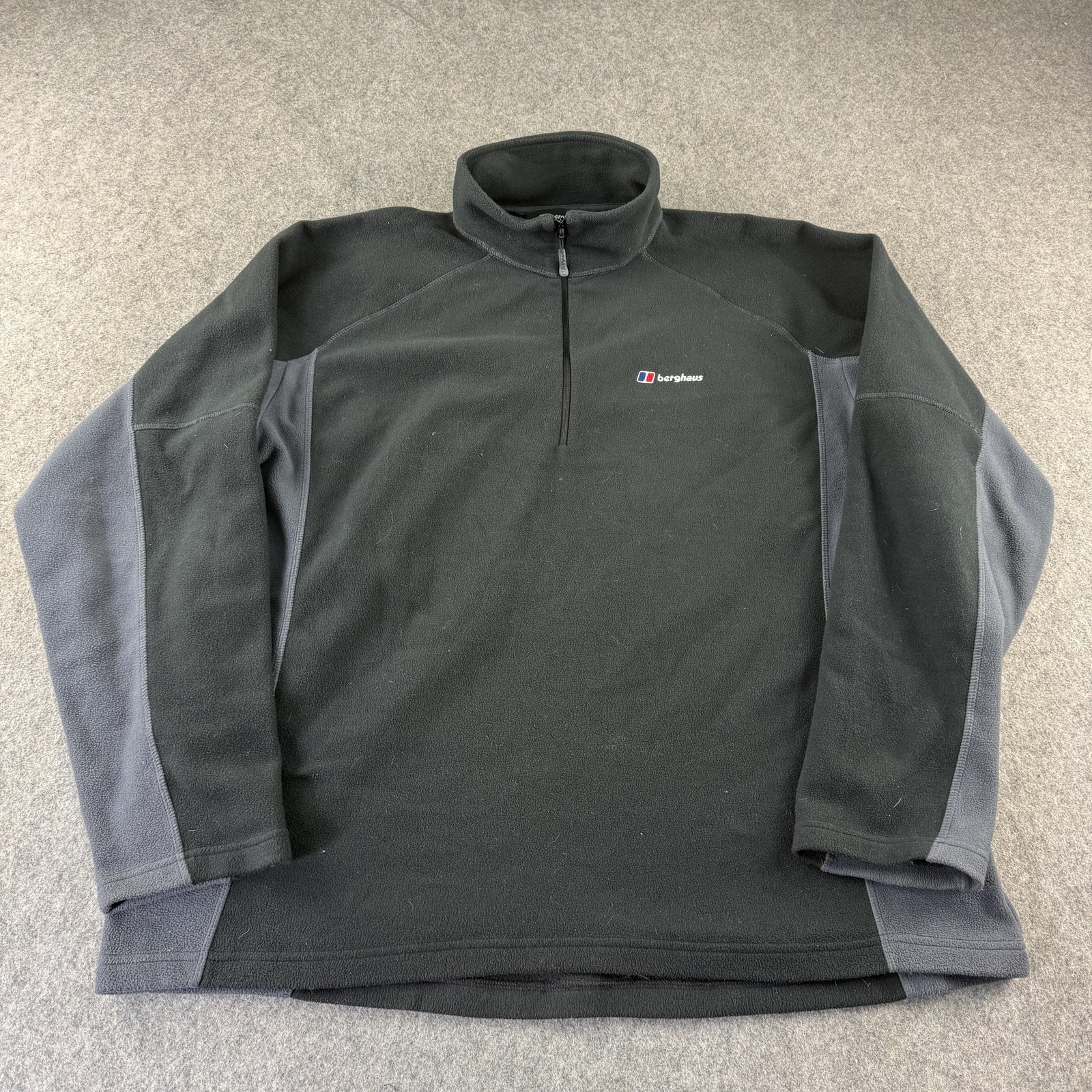 Berghaus Fleece Top Mens 2XL Black Grey 1/4 Zip Long Sleeve Hiking Walking gallery