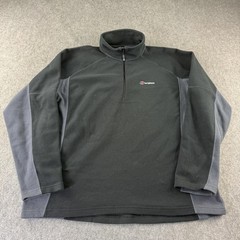 Berghaus Fleece Top Mens 2XL Black Grey 1/4 Zip Long Sleeve Hiking Walking