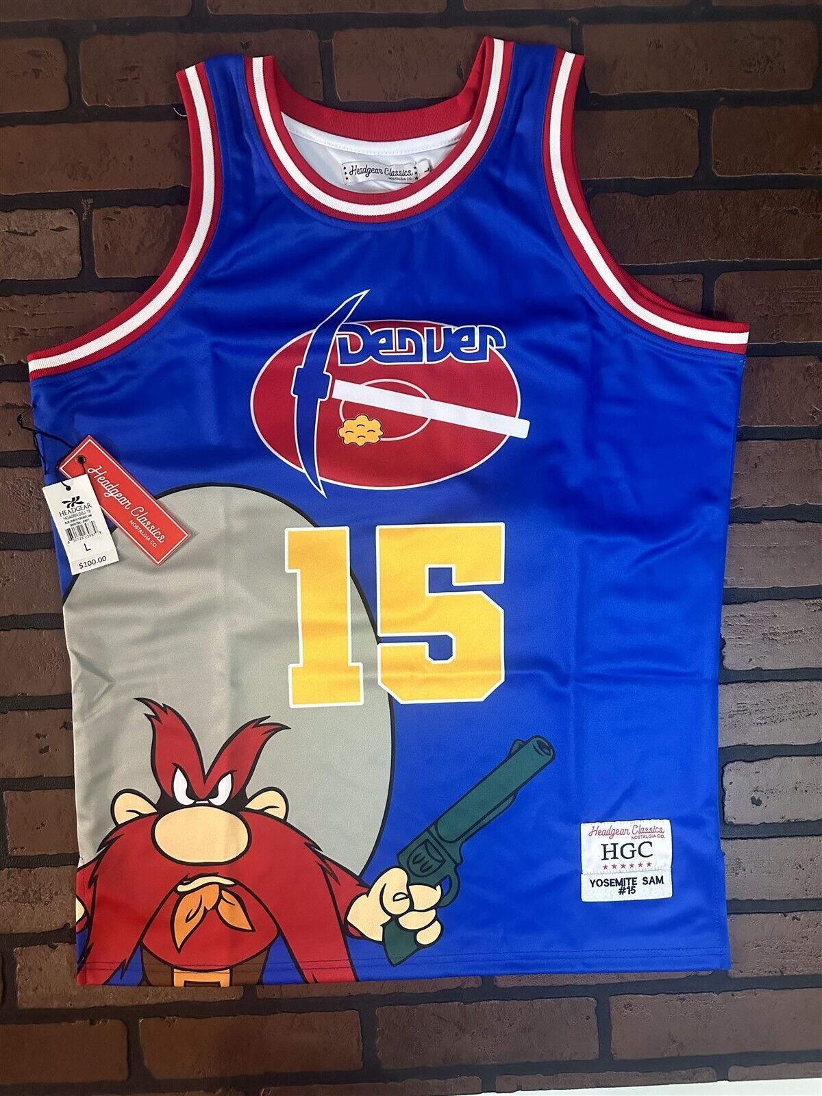 YOSEMITE SAM / DENVER Retro Headgear Classics Basketball Jersey ~Never Worn~ L gallery
