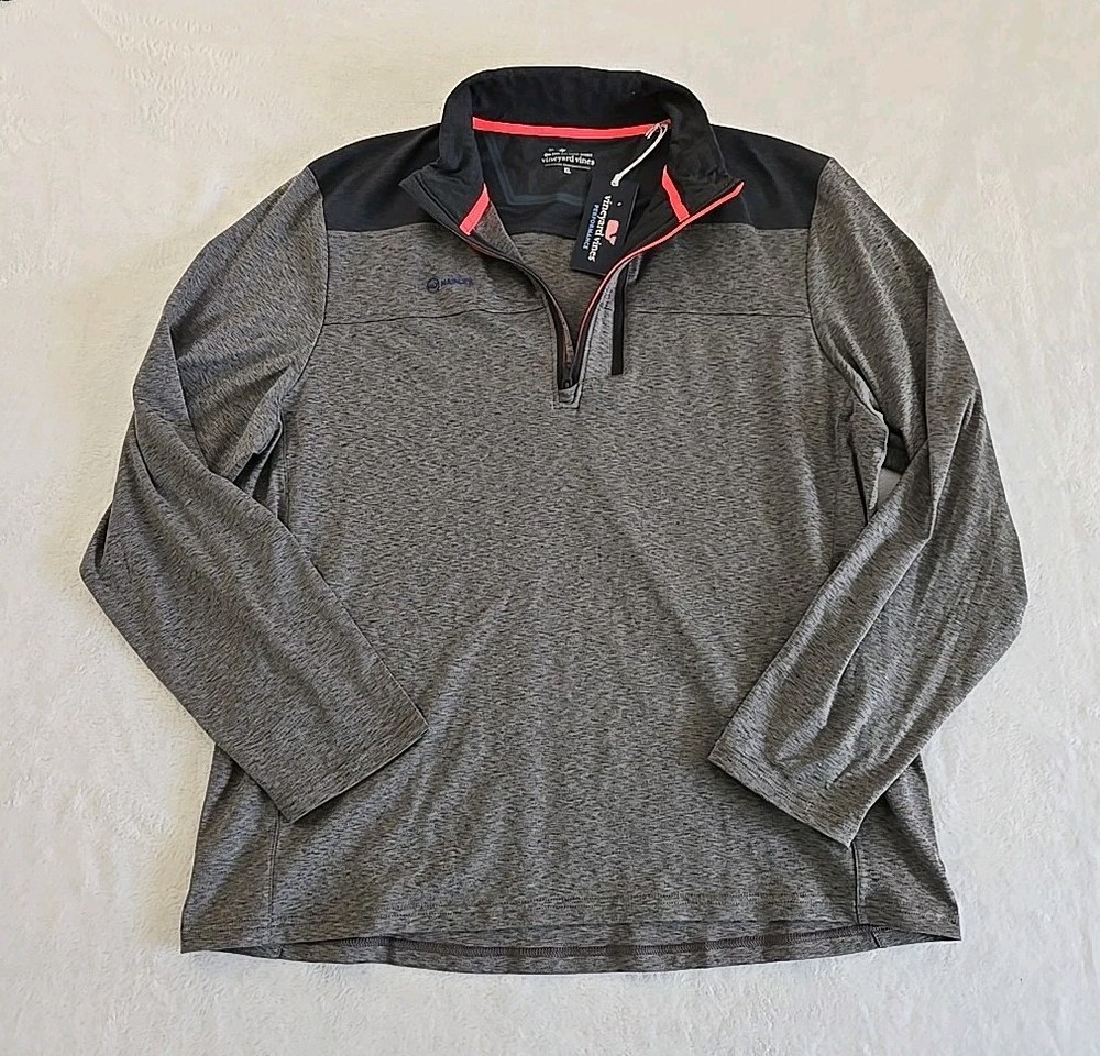 Vineyard Vines NWT Naples Preformance 1/4 Zip On The Go Shep Shirt Mens Sz XL