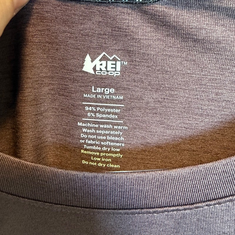 REI Co-op Men's L Gray Long Sleeve Performance Hiking Shirt Outdoor Burgundy gallery