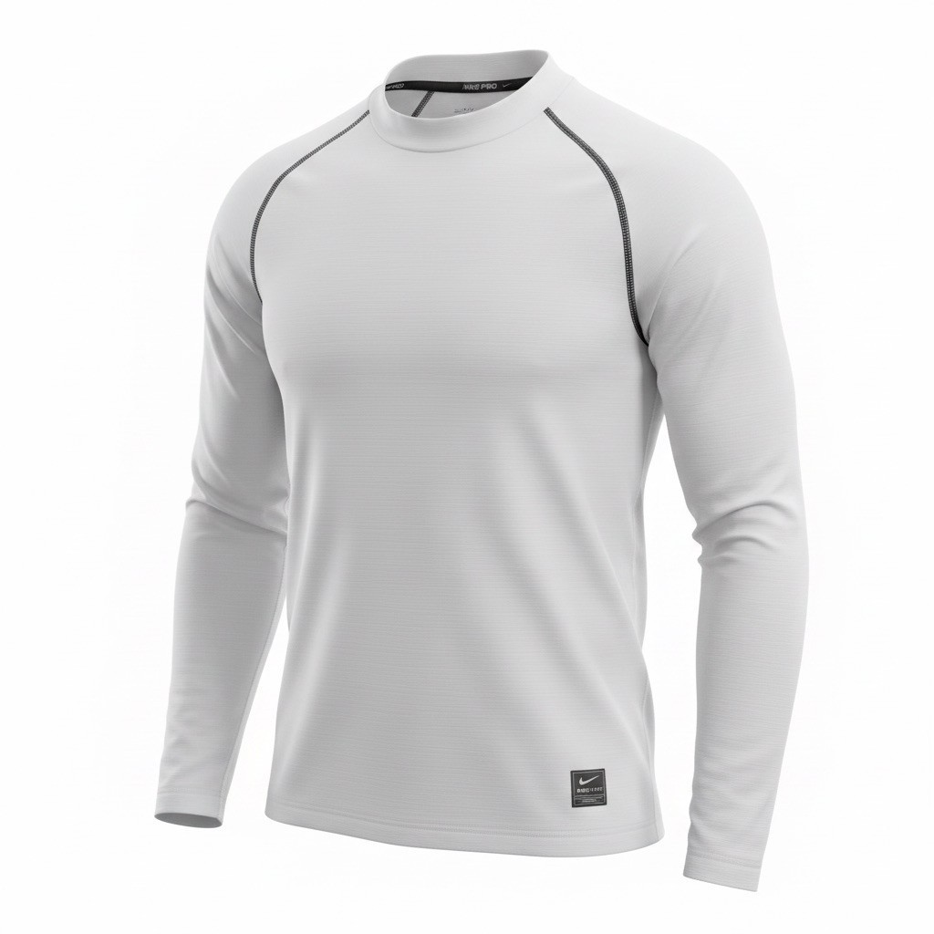 Nike Pro Hyperwarm Youth Large Long Sleeve Compression Shirt White Athletic Top gallery