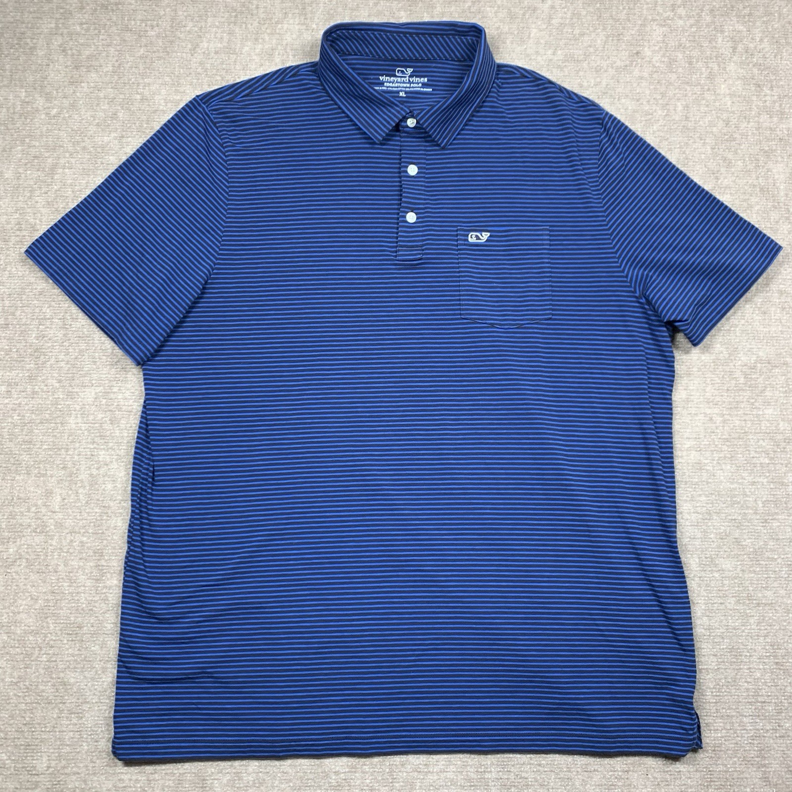 Vineyard Vines Edgartown Polo Shirt Mens XL Blue Striped Short Sleeve Whale gallery