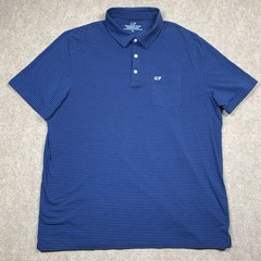 Vineyard Vines Edgartown Polo Shirt Mens XL Blue Striped Short Sleeve Whale