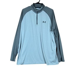 Under Armour Mens Shirt Gray 1/4 Zip Tech Heat Gear V Neck Loose Pullover XL