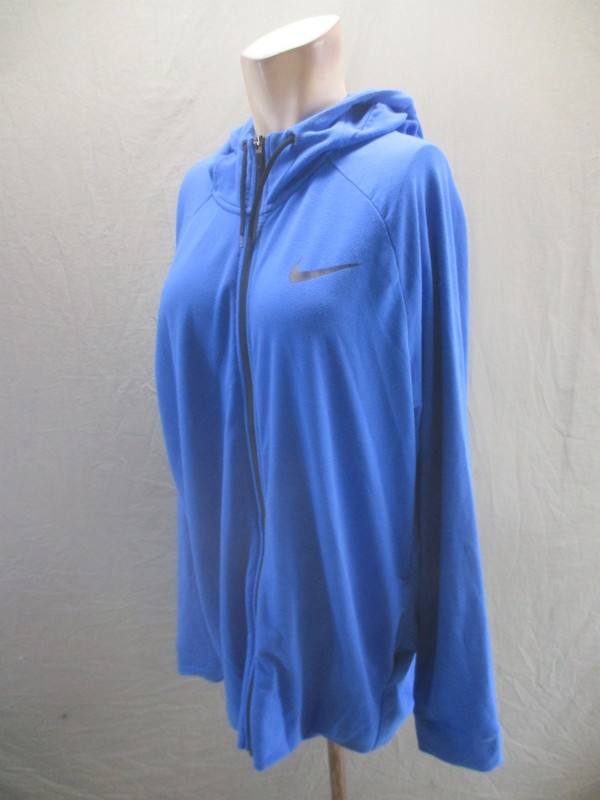 Nike Size XL Mens Blue Hooded Long Sleeve Logo Full Zip Activewear Jacket 178 gallery